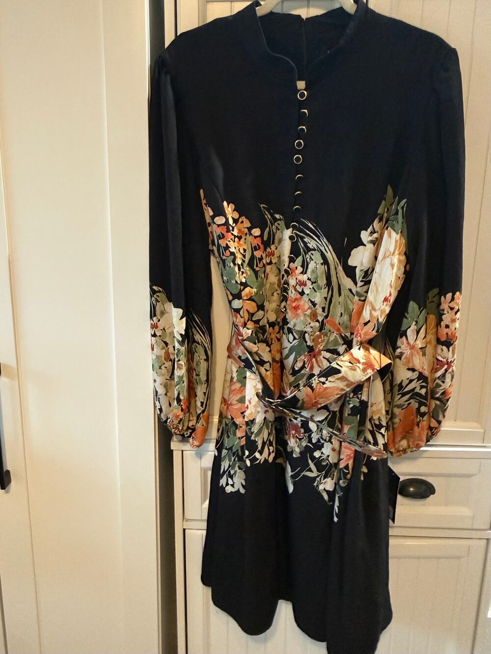 Tahari ASL border print button front fit & flare dress sz 16 NWT